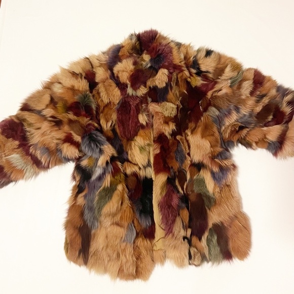 custom made multi color rabbit fur coat fits m/l - Picture 3 of 5
